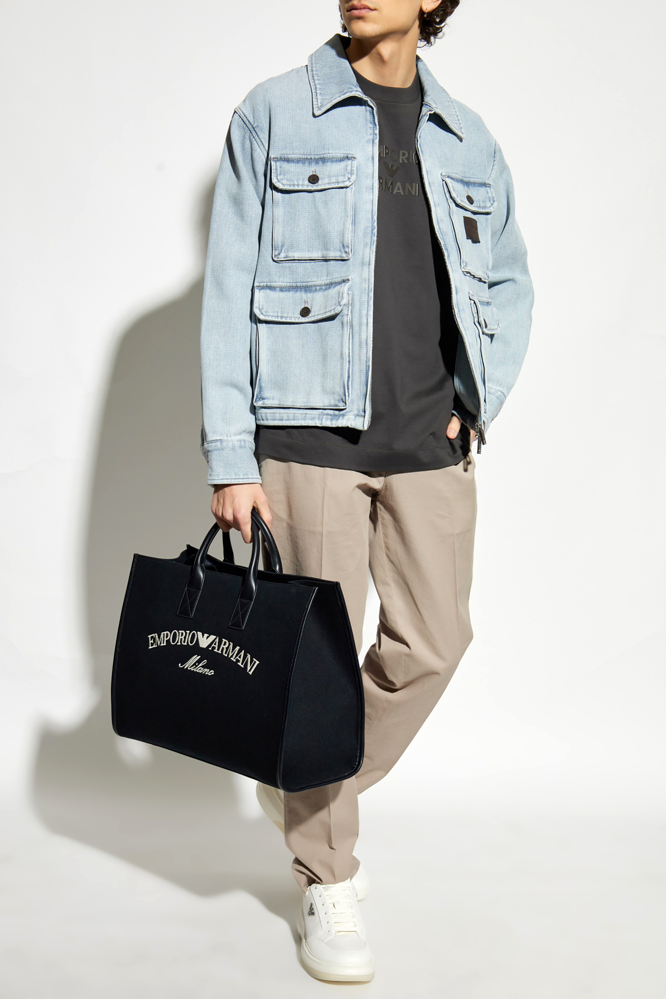 emporio armani studs denim jacket y2k